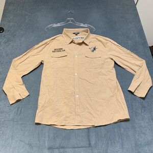 Ouku White Bunny Duck & Social Club Shirt Mens Large Brown Embroidered Button Up